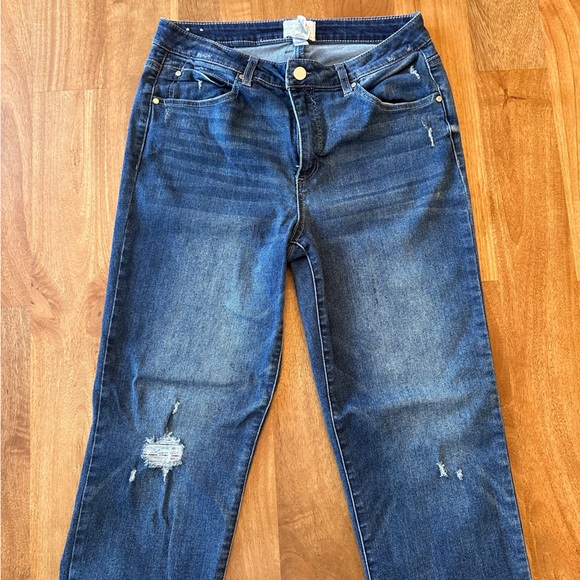 Caslon Distressed High Waist Slim Straight Leg Jeans size 10 - Picture 1 of 4